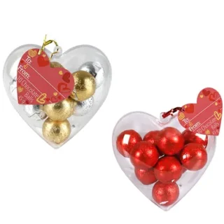 10 Foil Balls In Plastic Heart